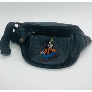 90s Vintage Disney World Goofy Embroidered 3 Pocket Faux Leather Fanny Pack